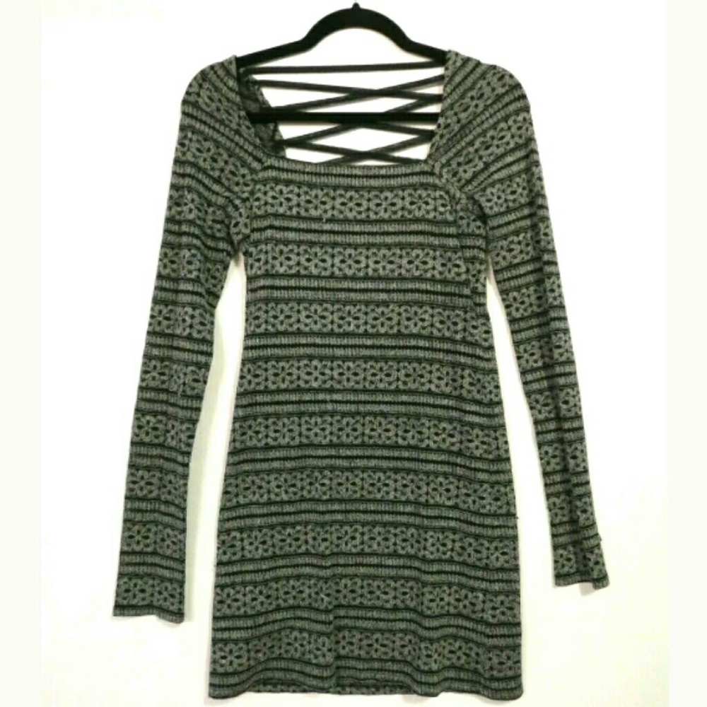 Free People mini dress Black gray knit